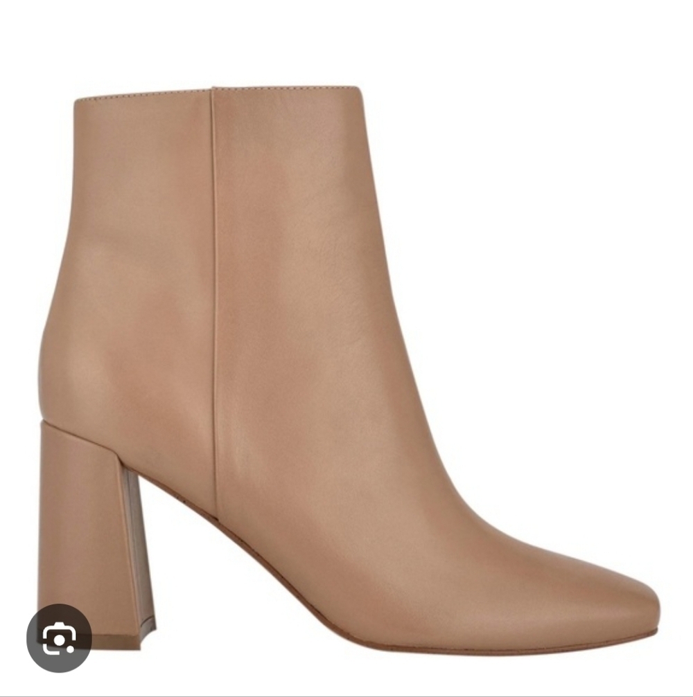 Marc Fisher Women's Nebula Ankle Boot Cream Tan Leather Size 6.5 Preppy Neutral